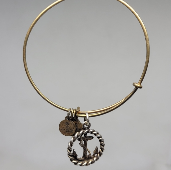 Alex and Ani Nautical Anchor Charm Bangle in Gold-Tone Brass - Picture 3 of 6